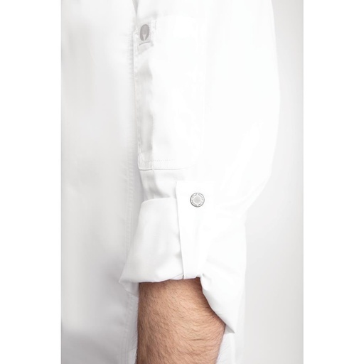 [BB264-M] Veste de cuisine mixte légère à fermeture éclair Hartford Chef Works Urban blanche M