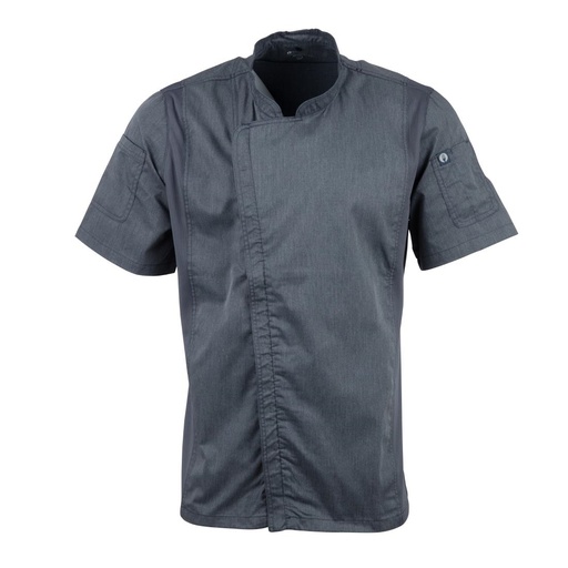 [BB267-L] Veste de cuisine mixte légère manches courtes à fermeture éclair Springfield Chef Works Urban bleu encre L