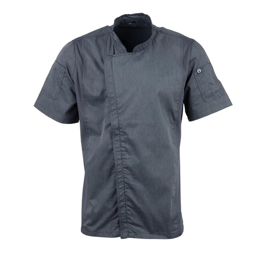 [BB267-M] Veste de cuisine mixte légère manches courtes à fermeture éclair Springfield Chef Works Urban bleu encre M